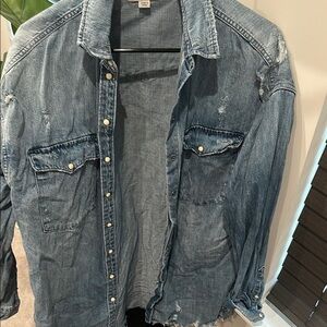 All Saints Distressed Denim Shirt